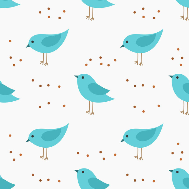 Cute little blue birds seamless pattern. - Vektor, obrázek