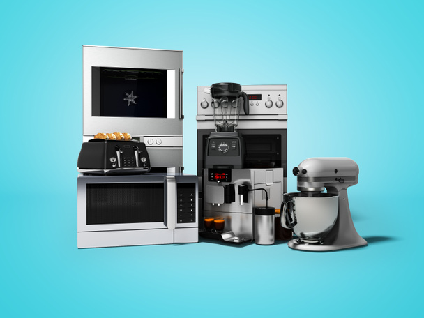 Skupina spotřebičů pro domácnost pro m kuchyň kávovar toaster - Fotografie, Obrázek