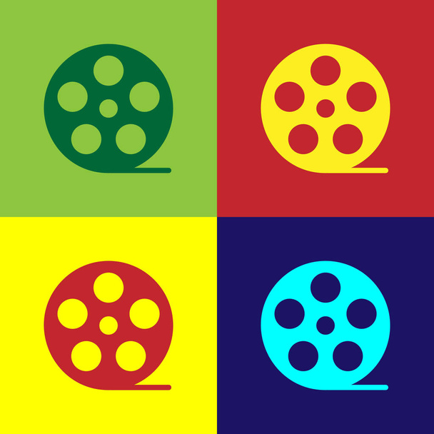 Color Film reel icon isolated on color backgrounds. Flat design. Vector Illustration - Vector, Image