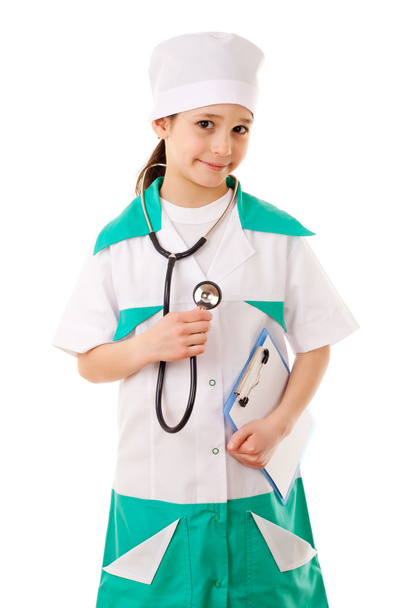 Little girl in a doctor costume - Fotoğraf, Görsel