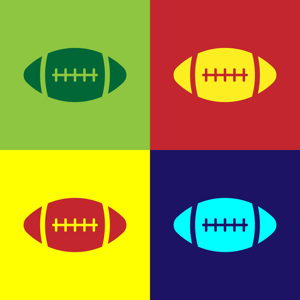 Color American Football ball icon isolated on color backgrounds. Flat design. Vector Illustration - Vector, Image