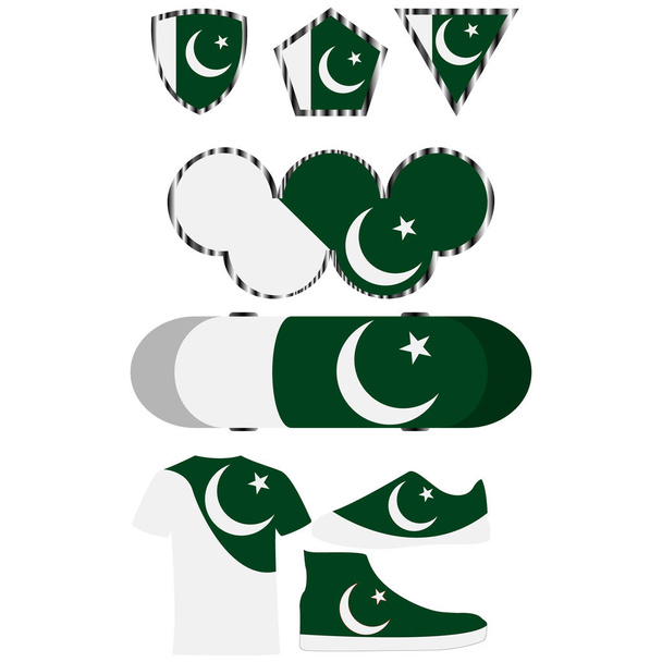 Pakistan bayrağı görüntü ile ayarlayın. Vektör. - Vektör, Görsel
