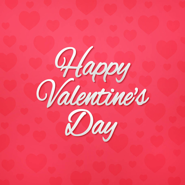 Valentines day , red heart shape background with lettering , paper art style - Вектор, зображення