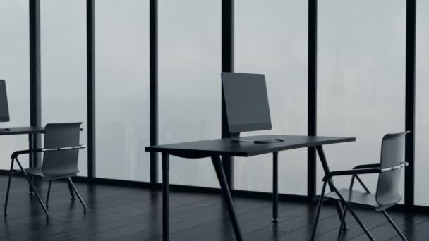 Άδειο γραφείο με μεγάλα παράθυρα. Κινούμενα σχέδια σε Ultra HD, 4K - Πλάνα, βίντεο
