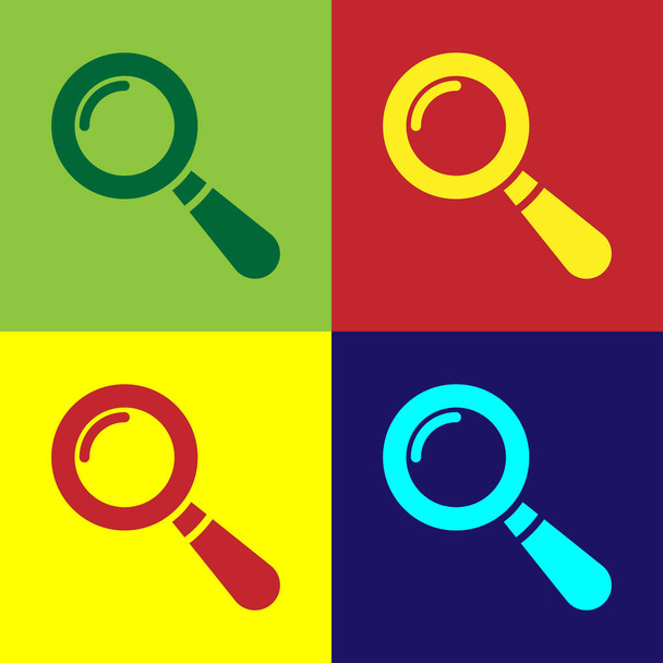 Color Magnifying glass icon isolated on color backgrounds. Search, focus, zoom, business symbol. Flat design. Vector Illustration - Vector, Image