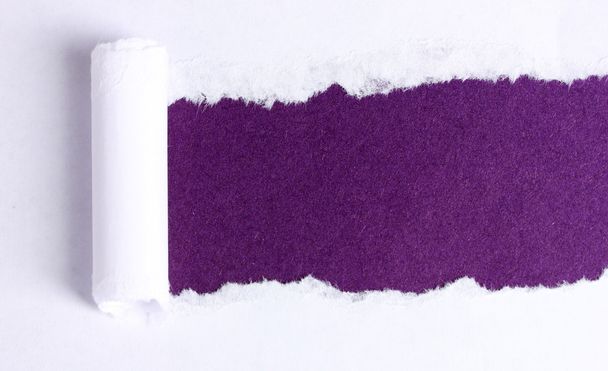 Torn paper with violet background - 写真・画像