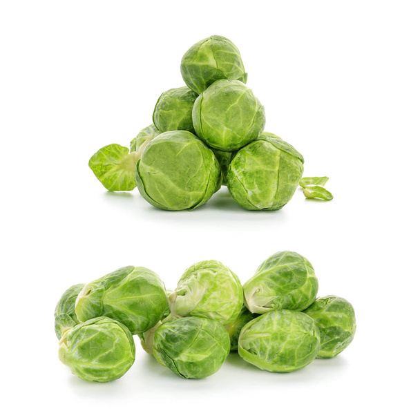 Fresh Brussels sprouts on white background - Photo, Image