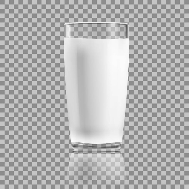 Realistic Clear Glass Of Milk Isolated On Background - Vecteur, image