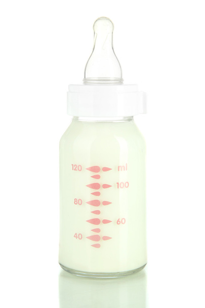 Baby bottle of milk isolated on white - Foto, afbeelding