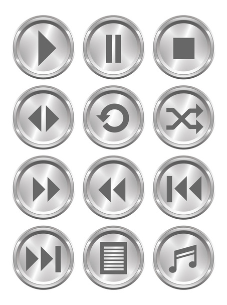 Metal Media Buttons - Vektor, obrázek