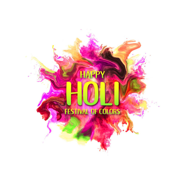 Happy HOLI Festival de bannière de couleurs avec effet explosif en poudre coloré, éclaboussures texturées, encre de mouvement. Hindou, Dhulandi, Rangpanchami carte festive. Lancement poussière, liquide, fluide
. - Vecteur, image
