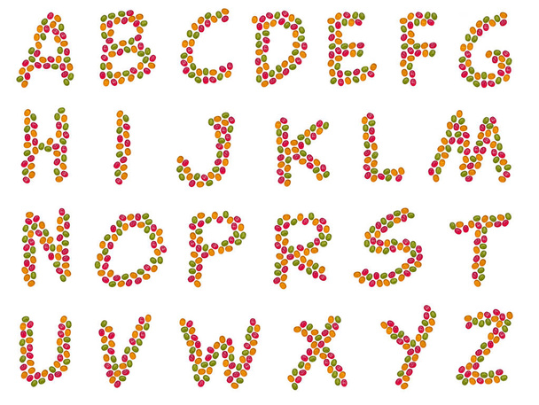 english alphabet of colored candies in high resolution - Fotografie, Obrázek