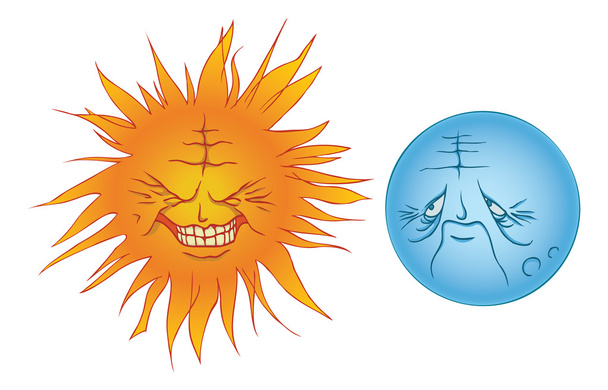 Персонифицированное солнце и луна
 - Вектор,изображение