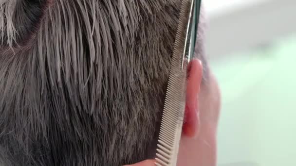 Slow Motion stracić fryzury strzał z sissors - Materiał filmowy, wideo