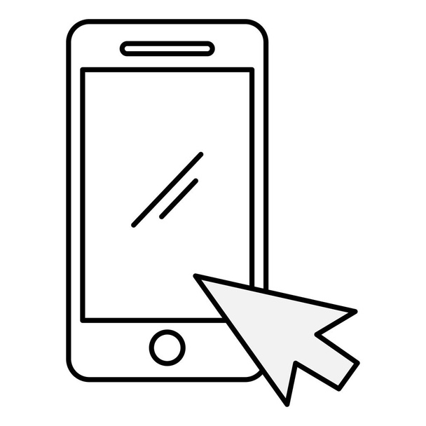 smartphone with mouse cursor - Vector, Image