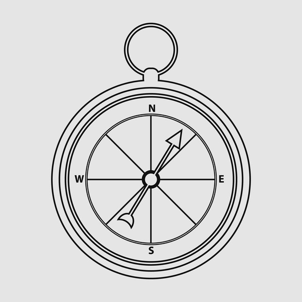 Compass line Icon on gray background - Vector, Image