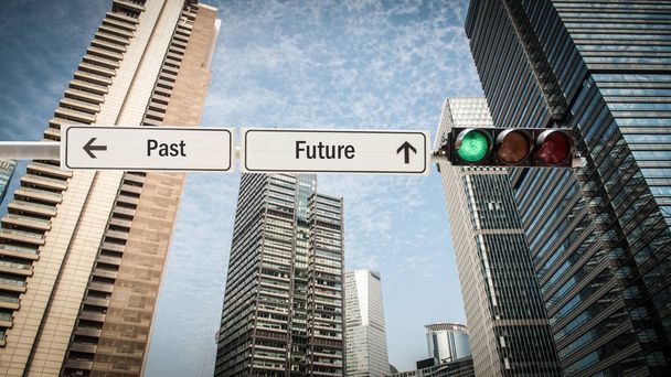 Utcai jövő jel vs elmúlt - Fotó, kép