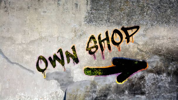 Graffiti parede própria loja
 - Foto, Imagem