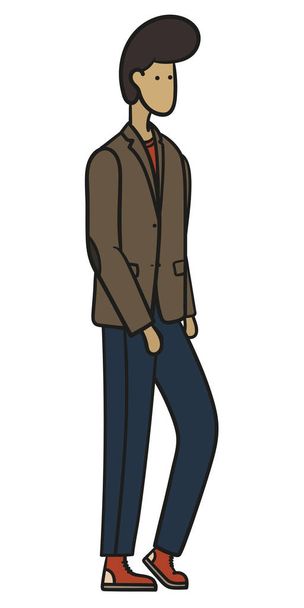 Illustration vectorielle dessinée d'un homme en vêtements de mode avec une coupe de cheveux élégante
 - Vecteur, image