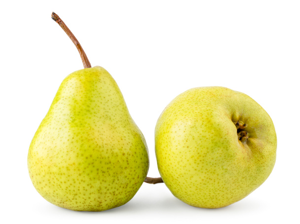 Two green pears on a white background, isolated. - Photo, Image