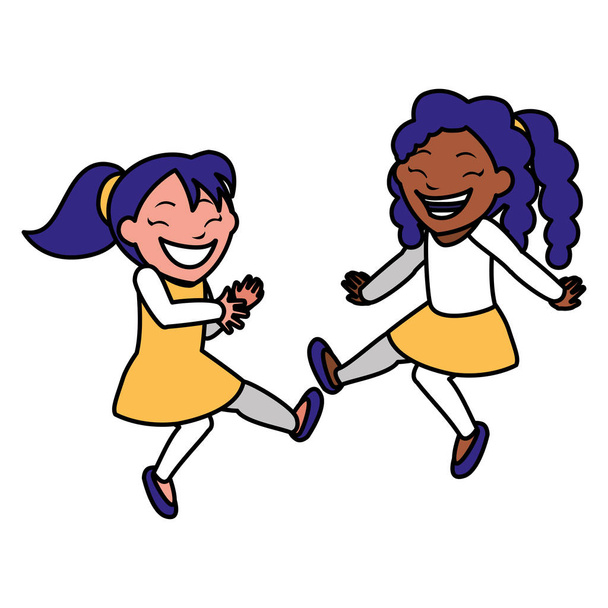 boldog interracial lányok karakterek - Vektor, kép