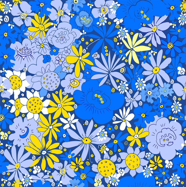 手描きの装飾的な庭の花 - ベクター画像