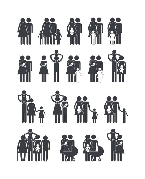 set social family member together with son - Vector, Image