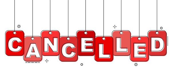 red flat line tag cancelled - Vector, Image
