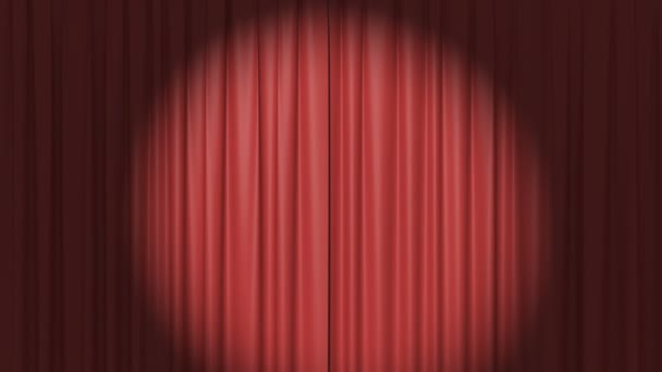 Red Curtain with the Spotlight, Beautiful Seamless Looped 3d Animation. 4K - Footage, Video