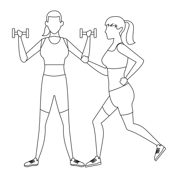 Mujeres haciendo ejercicio
 - Vector, Imagen