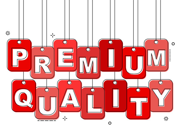 etiqueta de línea plana roja calidad premium
 - Vector, Imagen