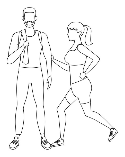 couple working out - Vector, Image