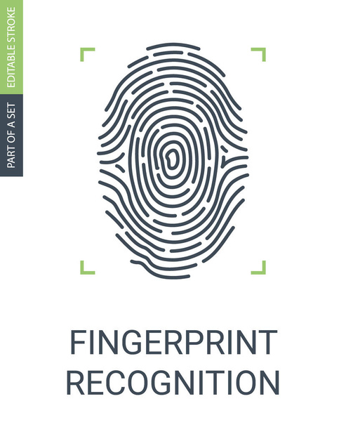 Vingerafdrukerkenning of biometrische gegevens toegang pictogram - Vector, afbeelding