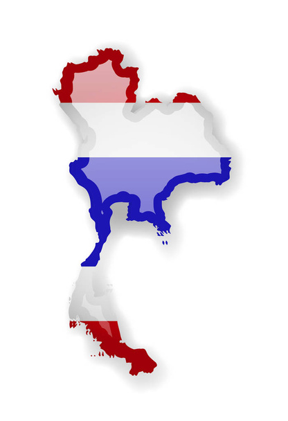Bandera de Tailandia y contorno del país sobre un fondo blanco
. - Vector, Imagen