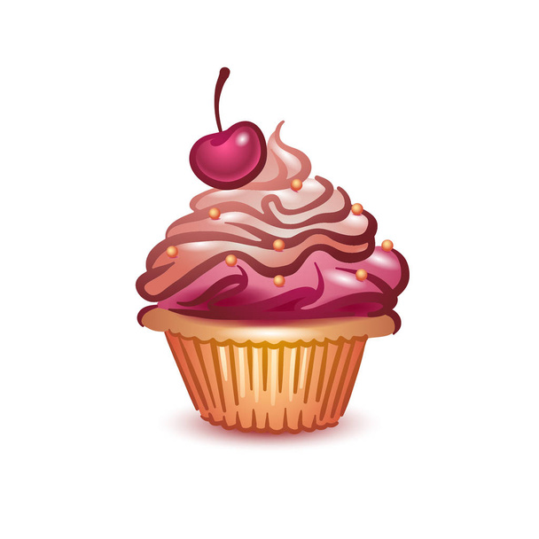 Wektor ilustracja koncepcja kolorowe Cupcake graficzny ikona na białym tle - Wektor, obraz