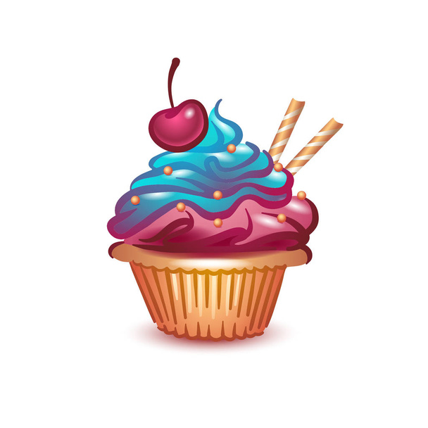 Wektor ilustracja koncepcja kolorowe Cupcake graficzny ikona na białym tle - Wektor, obraz