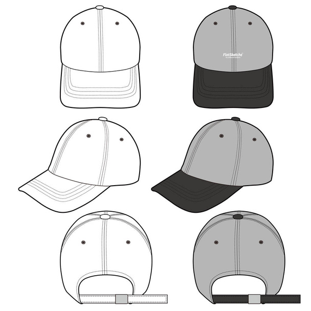 Baseball Cap platte vector mockup modevormgeving - Vector, afbeelding