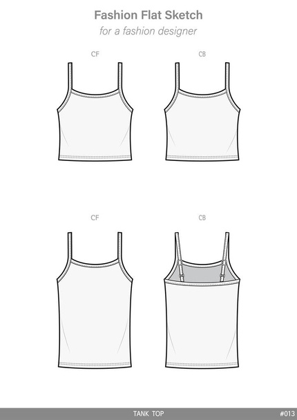 TANK TOP fashion flat technical drawing template - Vector, Image