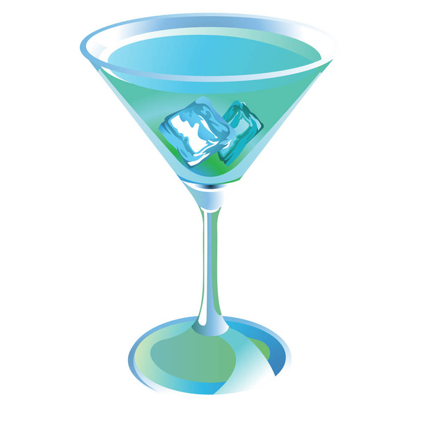 glass, crystal wine glass with an alcoholic cocktail with ice - Vector, Imagen