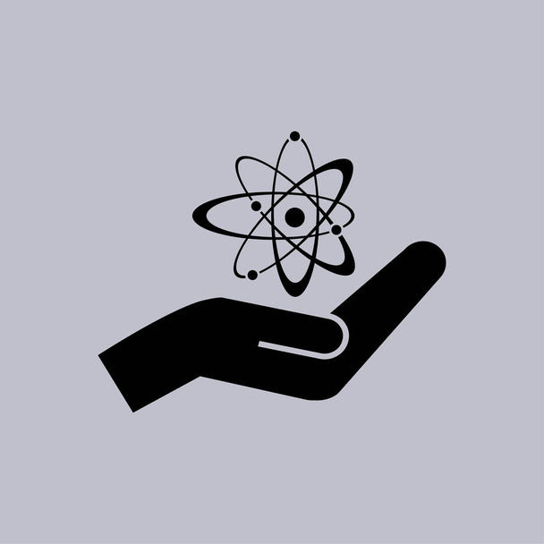 Atom sign icon on grey background  - Vector, Image