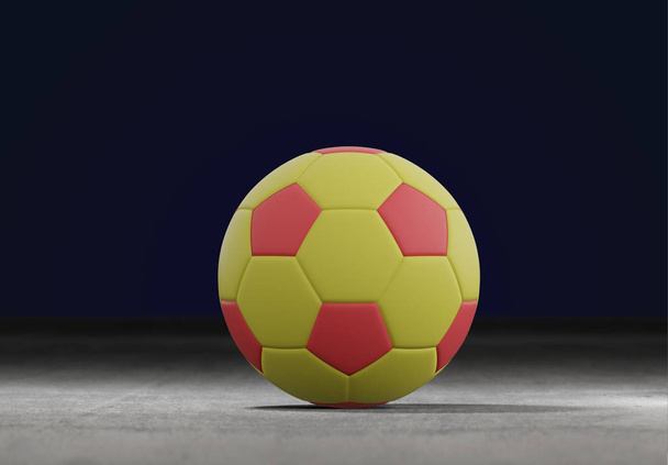 Football ball on the field of a city stadium - 3d rendering - Foto, afbeelding