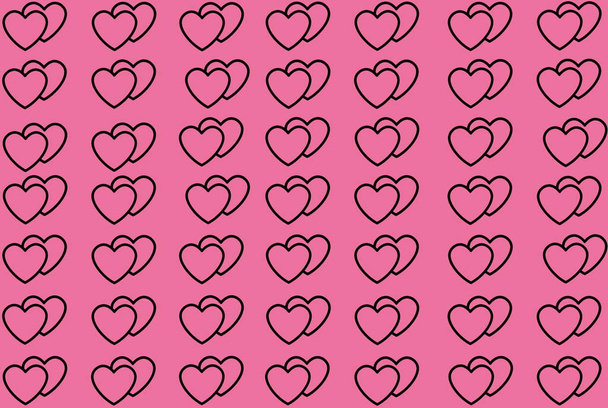 Musta Sydämen muoto vaaleanpunaisella taustalla. Hearts Dot suunnittelu. Voidaan käyttää artikkeleihin, tulostukseen, kuvitustarkoitukseen, taustaan, verkkosivustoon, yrityksiin, esityksiin, tuotteen myynninedistämiseen jne.. - Valokuva, kuva