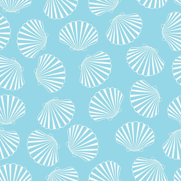 Hand drawn vector illustrations - seamless pattern of seashells. Marine background. - Fotografie, Obrázek