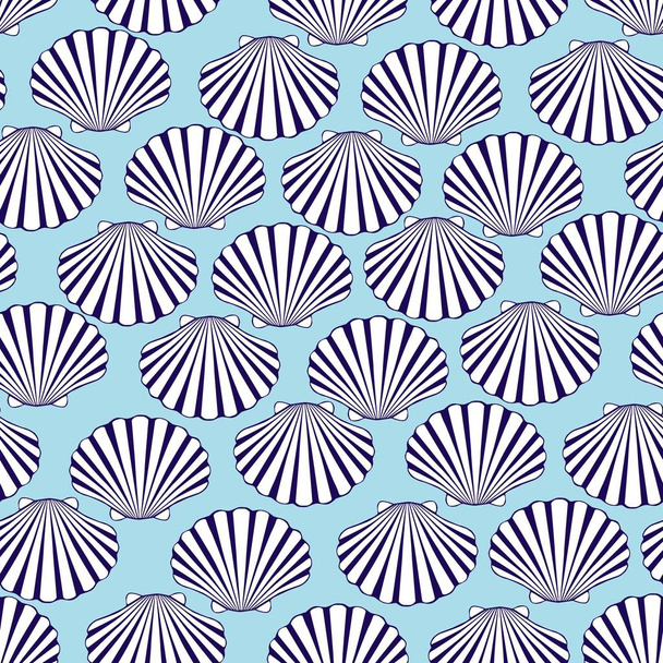 Hand drawn vector illustrations - seamless pattern of seashells. Marine background. - Foto, afbeelding