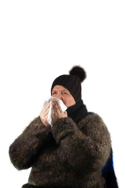 Woman sneeze - cold - Foto, Imagem