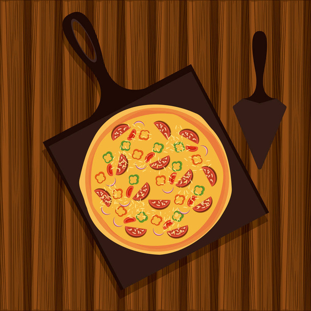 pizza Italiaans eten - Vector, afbeelding