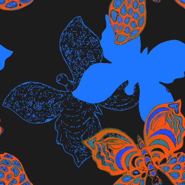 Seamless butterflies pattern. Vector illustration - Vector, Image