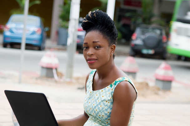 young businesswoman with her laptop. - Fotó, kép