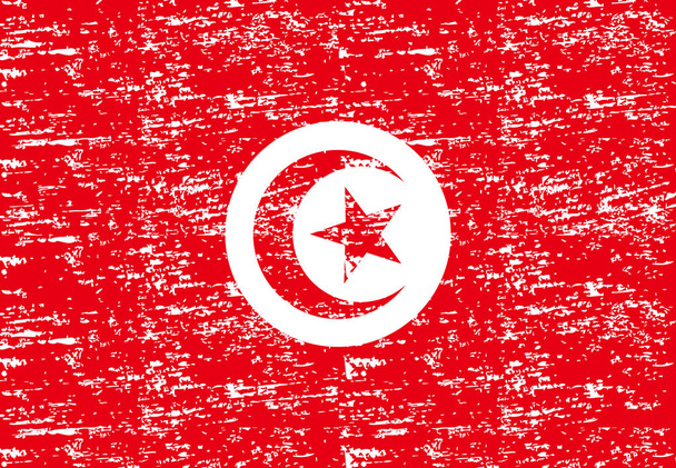 Σημαία Τυνησίας Βούρτσα βαμμένο Τυνησία Σημαία Χειροποίητο στυλ εικονογράφηση με grunge αποτέλεσμα και ακουαρέλα. Σημαία Τυνησίας με υφή grunge. Εικονογράφηση διανύσματος. - Διάνυσμα, εικόνα
