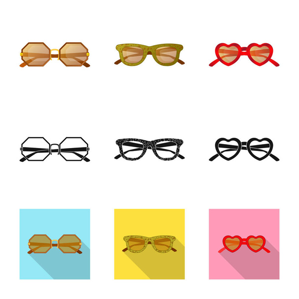 Vector design of glasses and sunglasses symbol. Collection of glasses and accessory stock vector illustration. - Vector, afbeelding